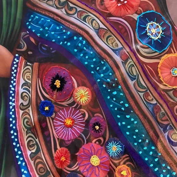 NEW, hand sewn, canvas art with embroidered accents, 20x26 inches - Picture 5 of 6